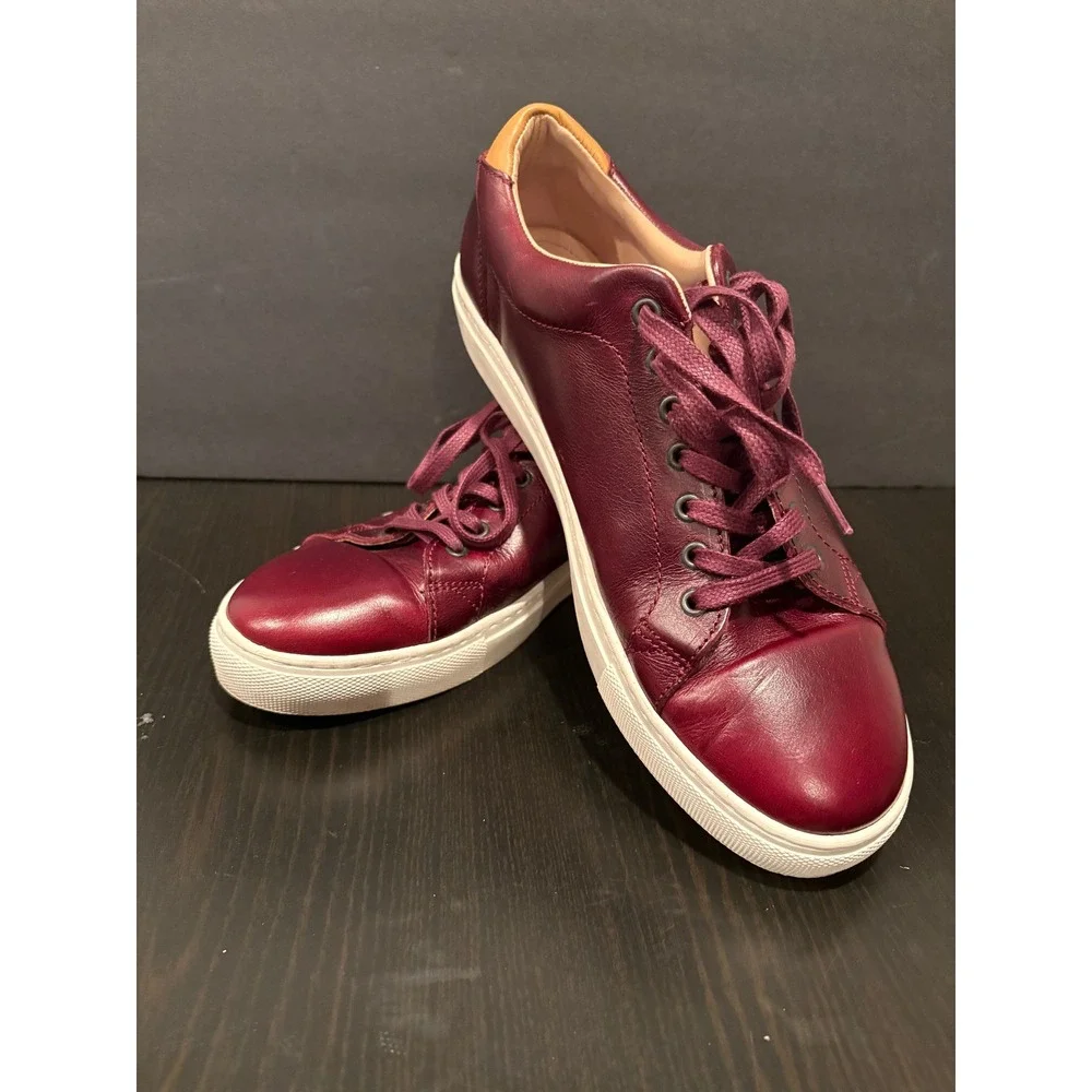 Modern Fiction Homme Mens Sneakers‎ Leather 10.5 Burgundy Low Top Contrast Heel